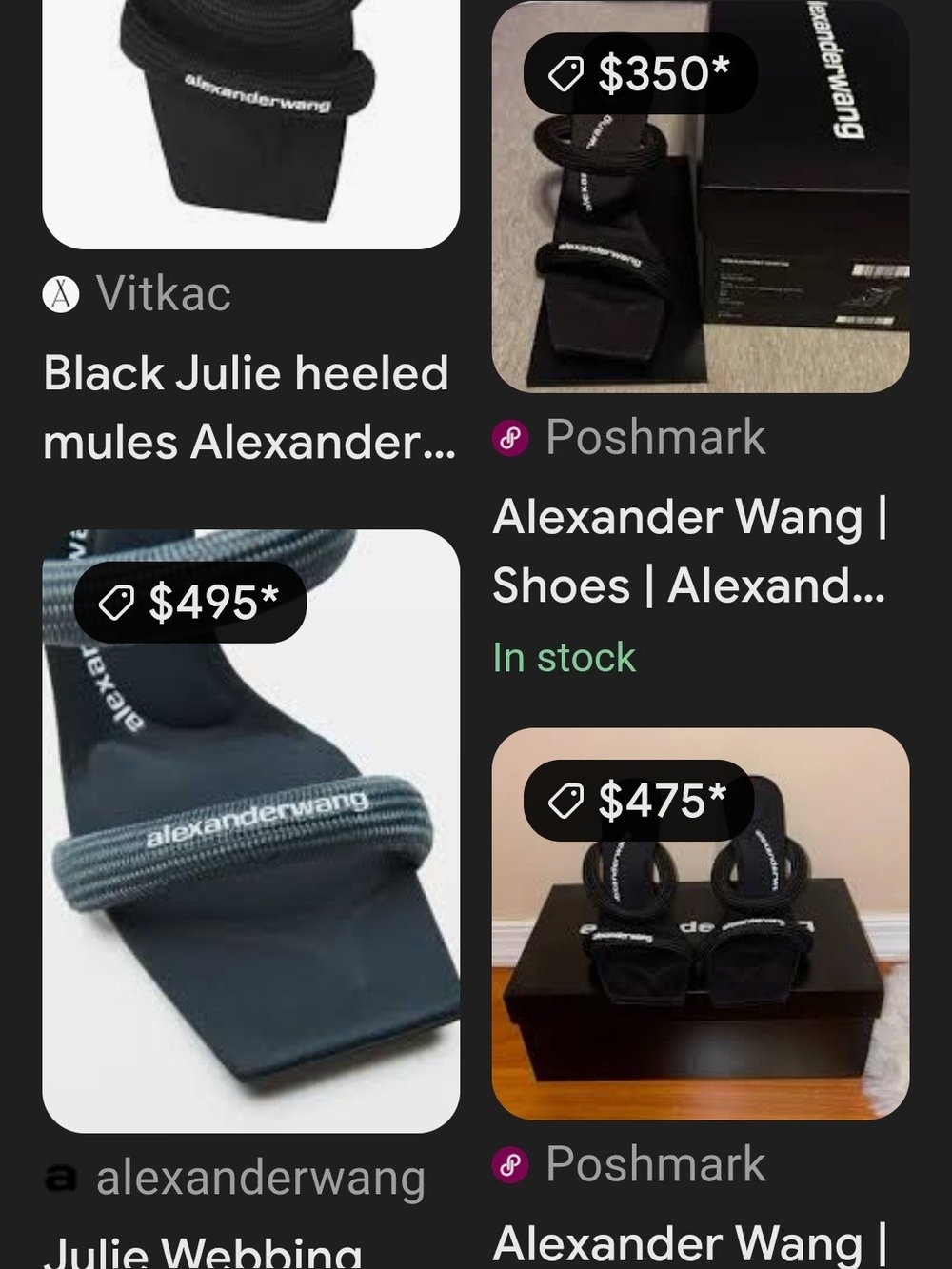 Alexander Wang Black Julie Webbing Heeled Mules